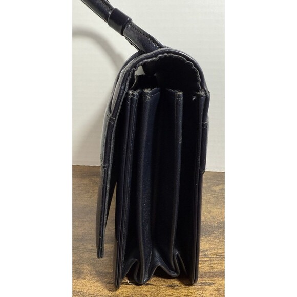 Vintage Bienen Davis Navy Accordian Style Handbag - Picture 5 of 16